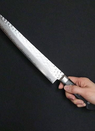 【筋引き包丁】ダマスカス 240mm 黒合板