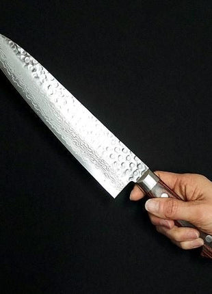 【牛刀】ダマスカス 210mm 茶合板