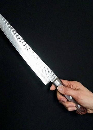 【筋引き包丁】ダマスカス 240mm 茶合板