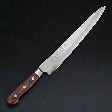 【筋引き包丁】ダマスカス 240mm 茶合板