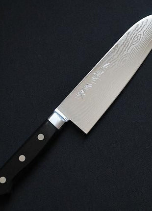 【三徳包丁】ダマスカス 175mm 黒合板 (33層)