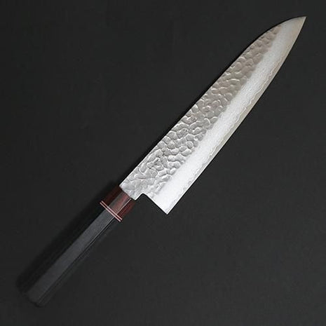 【牛刀】ダマスカス 210mm 黒合板と赤合板の八角柄
