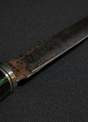【ステーキナイフ】ダマスカス 113mm 黒緑合板（HIROナイフ）