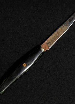 【ステーキナイフ】ダマスカス 113mm 黒緑合板（HIROナイフ）