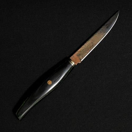 【ステーキナイフ】ダマスカス 113mm 黒緑合板（HIROナイフ）