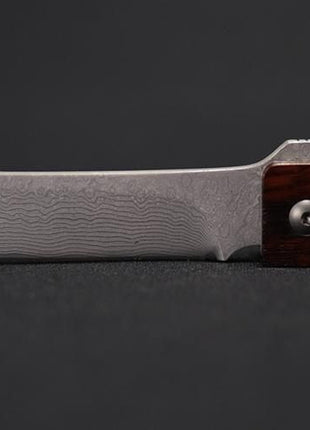 【フォールディングナイフ】ダマスカス 73mm スネークウッド