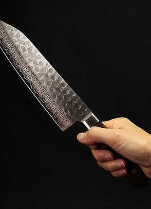 【切付包丁】ダマスカス 185mm 茶合板