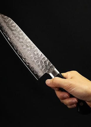 【切付包丁】ダマスカス 185mm 黒合板