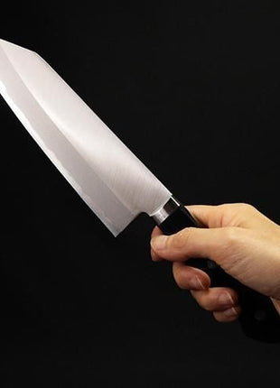 【切付包丁】割込青鋼 165mm 黒合板