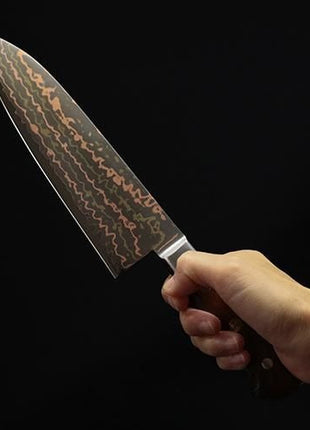 【三徳包丁】有色ダマスカス 180mm アイアンウッド