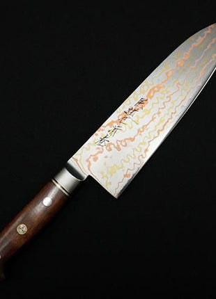 【三徳包丁】有色ダマスカス 180mm アイアンウッド