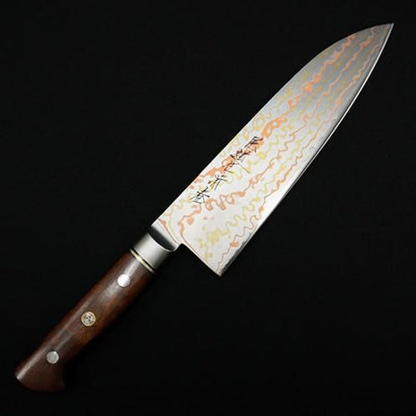 【三徳包丁】有色ダマスカス 180mm アイアンウッド