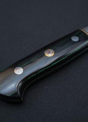 【三徳包丁】有色ダマスカス 177mm 黒赤合板B