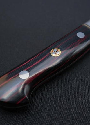 【三徳包丁】有色ダマスカス 177mm 黒赤合板A