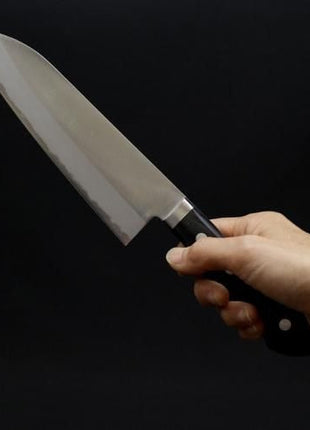 【三徳包丁】 割込青鋼 165mm 黒合板