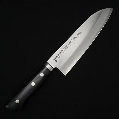 【三徳包丁】 割込青鋼 165mm 黒合板