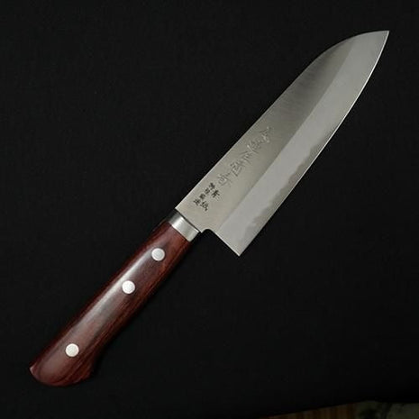 【三徳包丁】 割込青鋼 170mm 赤合板