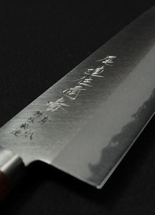 【三徳包丁】 割込青鋼 170mm 赤合板
