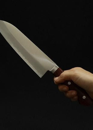 【三徳包丁】 割込青鋼 170mm 赤合板