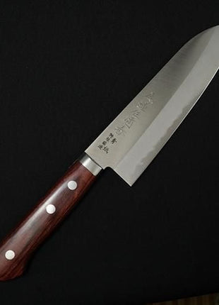 【三徳包丁】 割込青鋼 170mm 赤合板