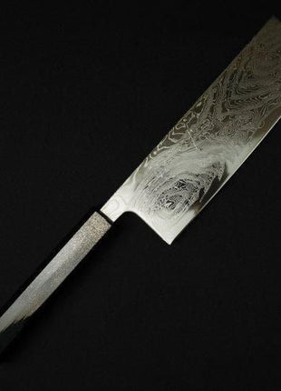 【葉切包丁】ダマスカス 165mm 漆塗り八角柄 黒C