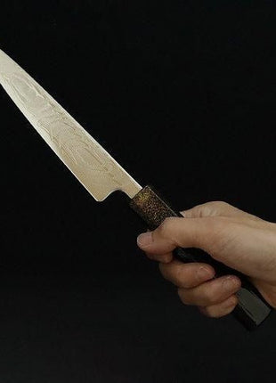 【ペティナイフ】ダマスカス 140mm 漆塗り八角柄 黒C