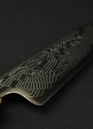【ペティナイフ】ダマスカス 140mm 漆塗り八角柄 黒C