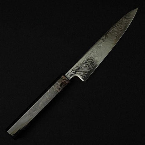 【ペティナイフ】ダマスカス 140mm 漆塗り八角柄 黒C