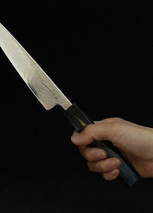 【ペティナイフ】ダマスカス 140mm 漆塗り八角柄 黒B
