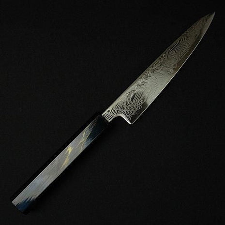 【ペティナイフ】ダマスカス 140mm 漆塗り八角柄 黒B