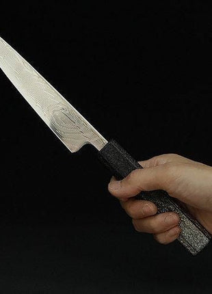 【ペティナイフ】ダマスカス 140mm 漆塗り八角柄 黒A