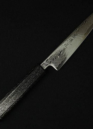 【ペティナイフ】ダマスカス 140mm 漆塗り八角柄 黒A