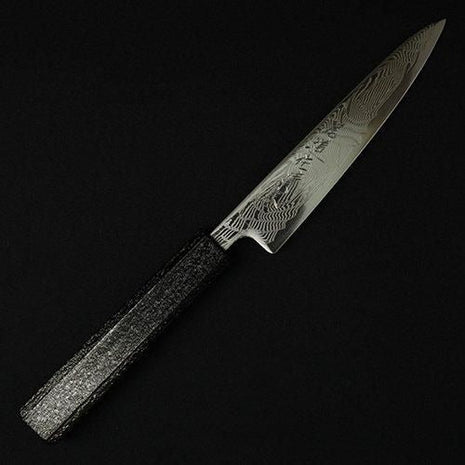 【ペティナイフ】ダマスカス 140mm 漆塗り八角柄 黒A