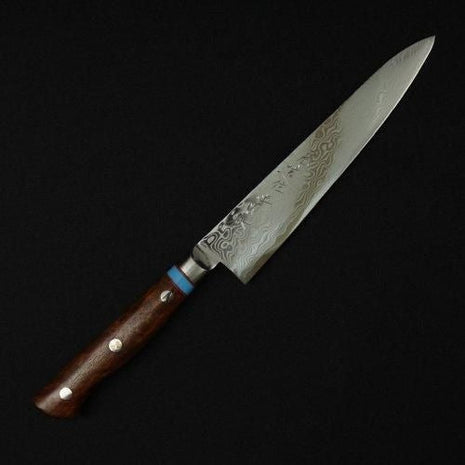 【ペティナイフ】ダマスカス 150mm ターコイズブルー&カリン（花梨）