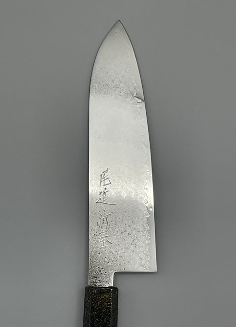 【三徳包丁】ダマスカス 185mm 漆塗り柄　富士山と桜