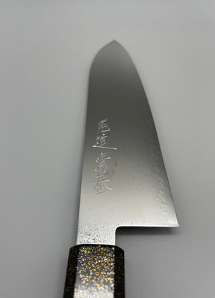 【三徳包丁】ダマスカス 185mm 漆塗り柄　富士山と桜
