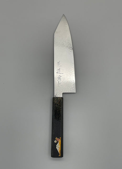 【切付包丁】ダマスカス 180mm 漆塗り柄　富士山と桜