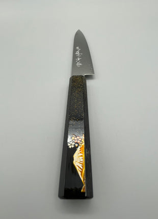 【ペティナイフ】ダマスカス 150mm 漆塗り柄　富士山と桜