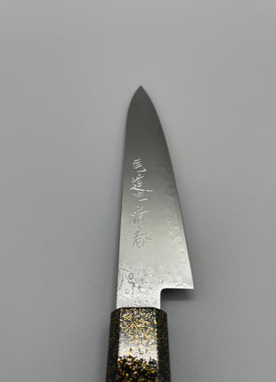 【ペティナイフ】ダマスカス 150mm 漆塗り柄　富士山と桜