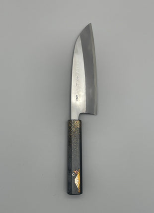 【三徳包丁】青鋼（磨き） 170mm 漆塗り柄　富士山と桜