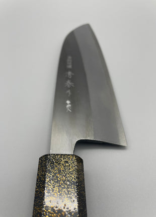 【三徳包丁】青鋼（磨き） 170mm 漆塗り柄　富士山と桜