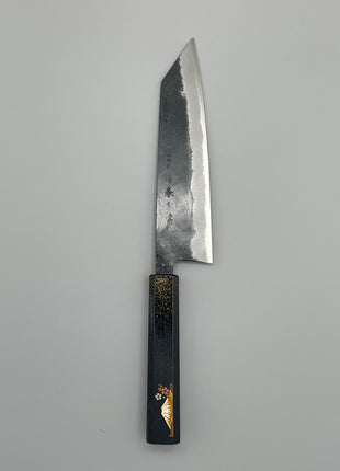 【切付包丁】青鋼（黒打ち） 185mm 漆塗り柄　富士山と桜