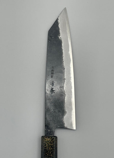 【切付包丁】青鋼（黒打ち） 185mm 漆塗り柄　富士山と桜