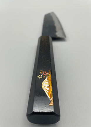 【切付包丁】青鋼（黒打ち） 185mm 漆塗り柄　富士山と桜