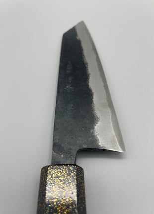 【切付包丁】青鋼（黒打ち） 185mm 漆塗り柄　富士山と桜