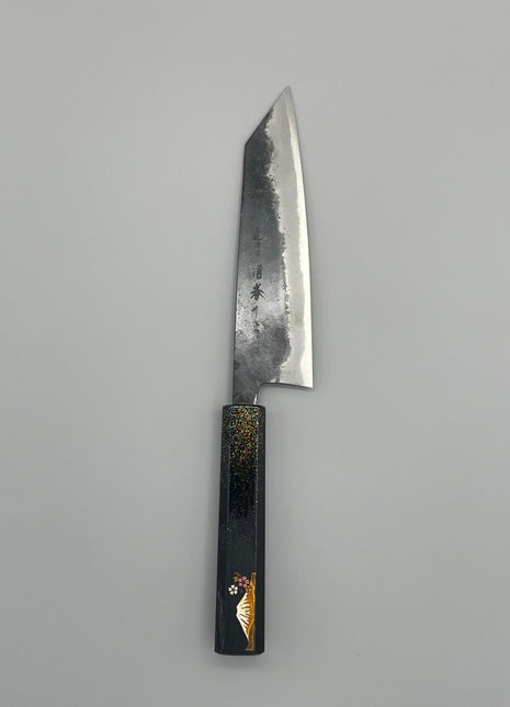 【切付包丁】青鋼（黒打ち） 165mm 漆塗り柄　富士山と桜