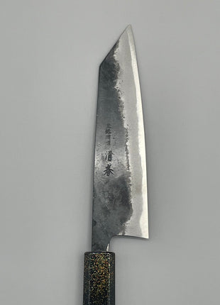 【切付包丁】青鋼（黒打ち） 165mm 漆塗り柄　富士山と桜