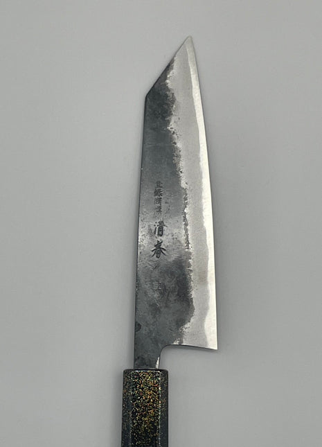 【切付包丁】青鋼（黒打ち） 165mm 漆塗り柄　富士山と桜