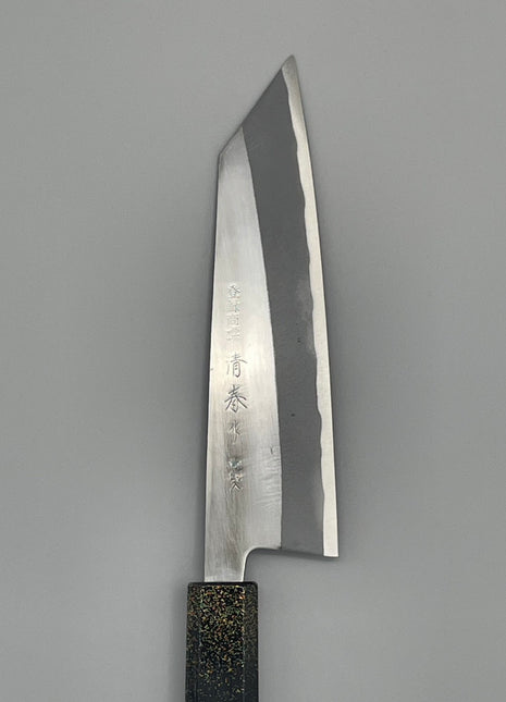 【切付包丁】青鋼（磨き） 170mm 漆塗り柄　富士山と桜