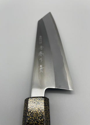 【切付包丁】青鋼（磨き） 170mm 漆塗り柄　富士山と桜